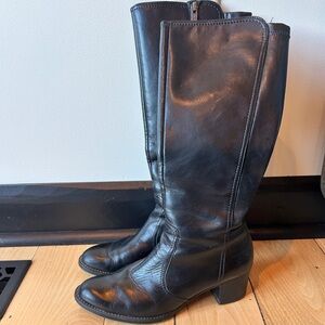 Paul Green  Black Leather Knee High Zip Up  Boots Size 7.5